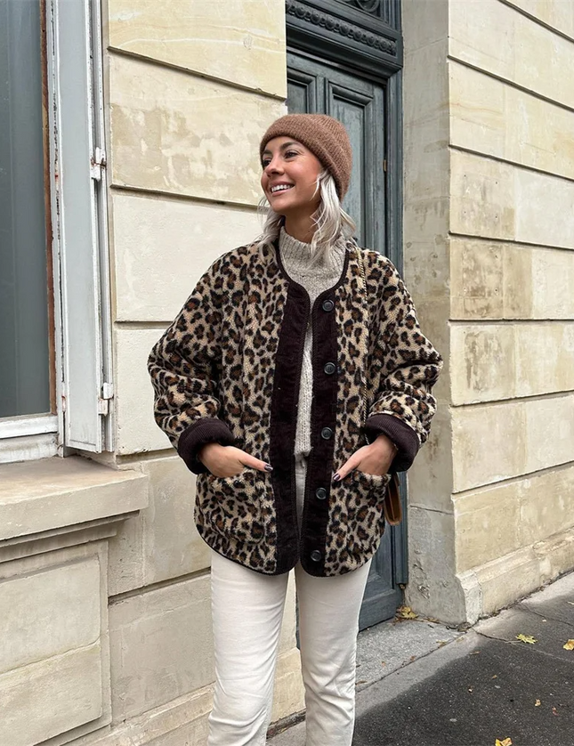 Greta | Faux Fur Jacket | Leopard Print