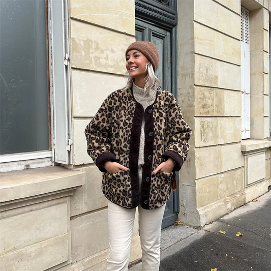 Greta | Faux Fur Jacket | Leopard Print