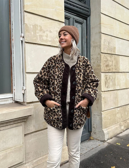 Greta | Faux Fur Jacket | Leopard Print