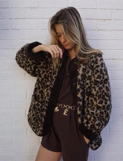 Greta | Faux Fur Jacket | Leopard Print