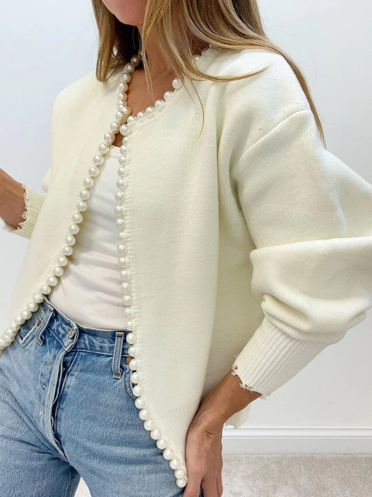 Annelise - Long Sleeve Pearl Cardigan